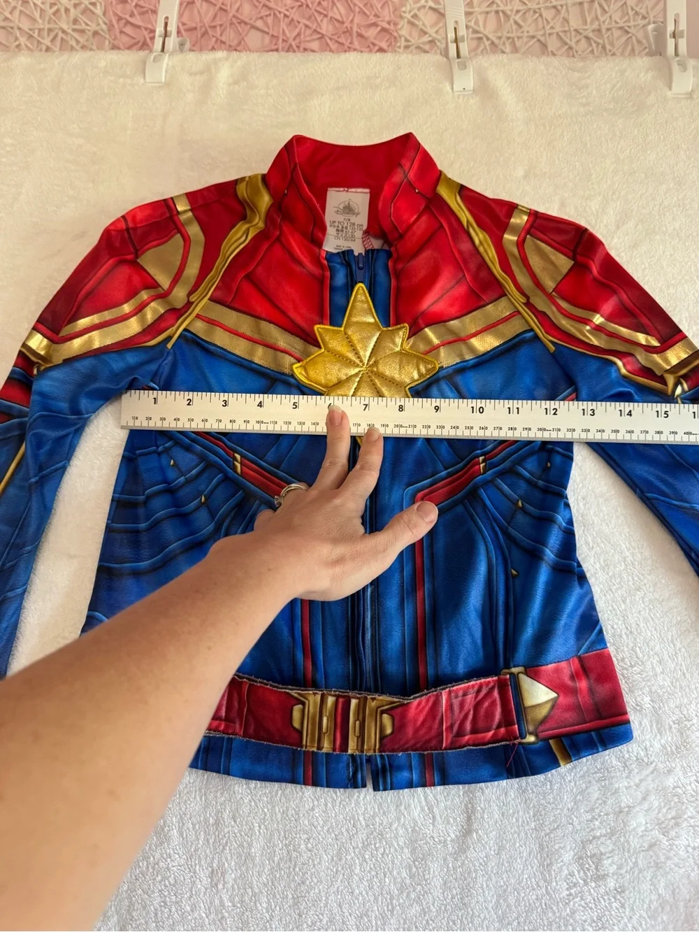 Disney Red and Blue Captain America costume Zip-Up Jacket with Gold Accent - Picture 7 of 13
